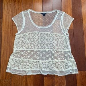 American Eagle Embroidered Mesh Tshirt